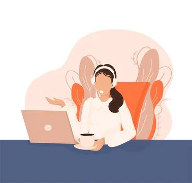 Live webcast in flat style with people. Listen to podcast. Flat illustration イラスト素材