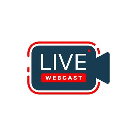 Live webcast icon, camera and red record button Stock Illustration
