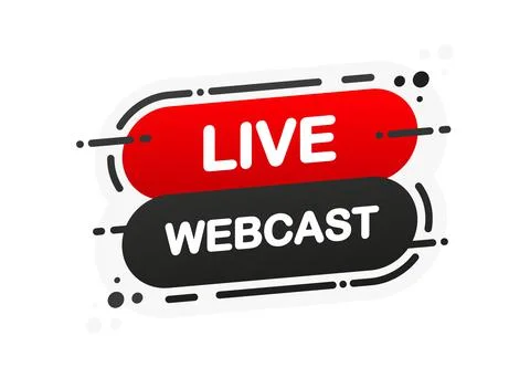 Live Webcast isolated red flat banner on white background. Vector illustratio Stock Illustration