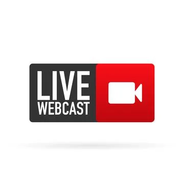 Live webcast red banner. Flat label. Vector illustration. Stockillustratie