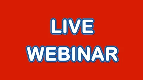 LIVE WEBINAR animated text on the red background Stock Footage 144442249