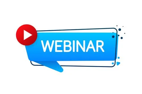 Live webinar banner in flat style on white background. Play video. Web media Illustrazione stock