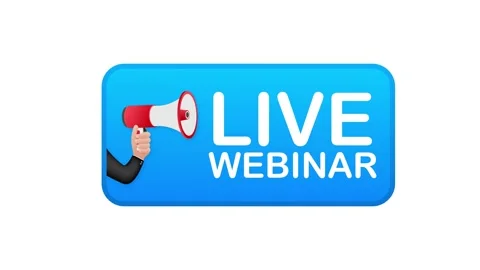 Live Webinar Button, icon, emblem, label. Motion graphics. Stock Footage 148446756