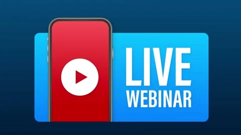 Live Webinar Button, icon, emblem, label. Motion graphics. Stock Footage 148446846