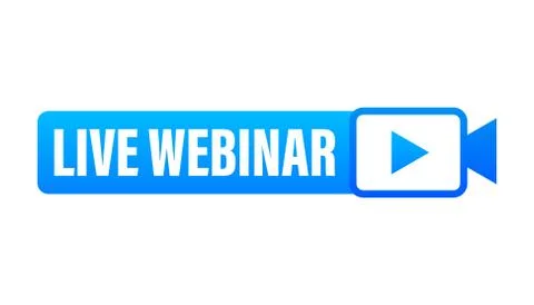 Live Webinar Button, icon, emblem, label. Vector illustration. Illustrazione stock