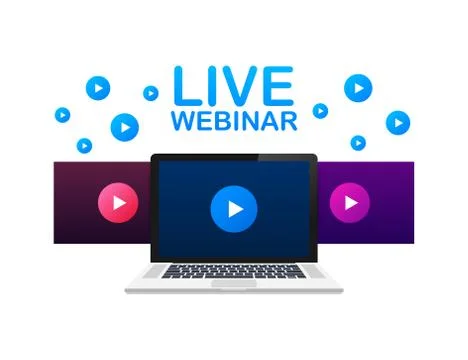Live Webinar Button, icon, emblem, label. Vector illustration. Illustrazione stock