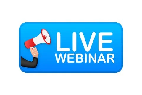 Live Webinar Button, icon, emblem, label. Vector illustration. Illustrazione stock