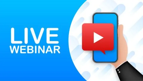Live Webinar Button, icon, emblem, label. Vector illustration. Stockillustratie