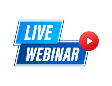Live Webinar Button, icon, emblem, label. Vector illustration. Illustrazione stock