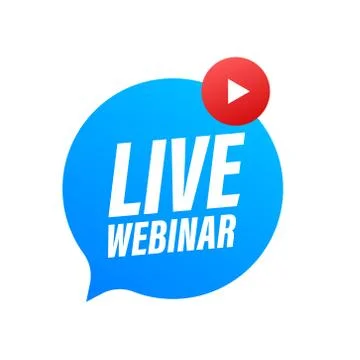 Live Webinar Button, icon, emblem, label. Vector illustration. Illustrazione stock
