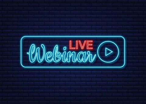 Live Webinar Button, icon, emblem, label. Neon icon. Vector illustration Stockillustratie