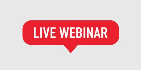 Live Webinar Button, icon, label. Red button flat design Stock Illustration