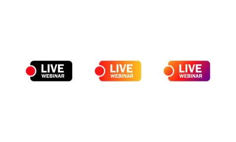 Live webinar button icon. Play online stream. Emblem label. Vector on isolate Stock Illustration