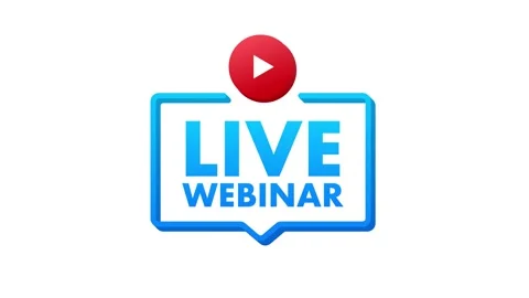 Live webinar button, icon, stamp, logo. Label isolated on white background 스톡 동영상 196873123