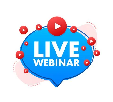 Live webinar button, icon, stamp, logo. Label isolated on white background Stock Illustration