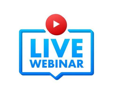 Live webinar button, icon, stamp, logo. Label isolated on white background Illustrazione stock
