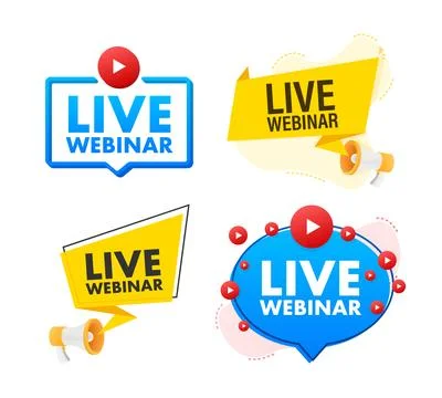 Live webinar button, icon, stamp, logo. Label isolated on white background 스톡 일러스트