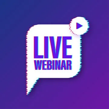 Live webinar button with megaphone, icon. Glitch icon. Vector illustration. Stockillustratie