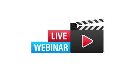 Live webinar clapperboard and play button isolated on white and green screen Stock Footage 313126287