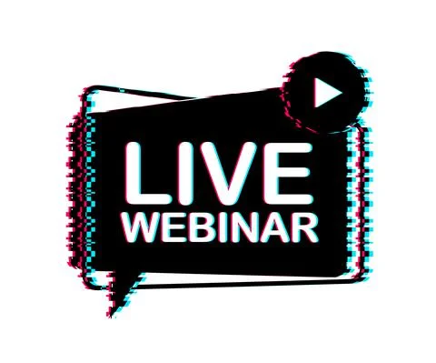 Live webinar for concept design. Digital glitch banner. Virtual concept. Video Illustrazione stock