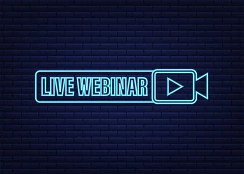 Live webinar for concept design. Digital neon banner. Virtual concept. Video Illustrazione stock