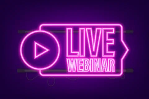 Live webinar for concept design. Digital neon banner. Virtual concept. Video Illustrazione stock