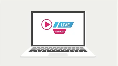 Live webinar concept no laptop screen. Can be used for business concept. 4k Stock Footage 150416714