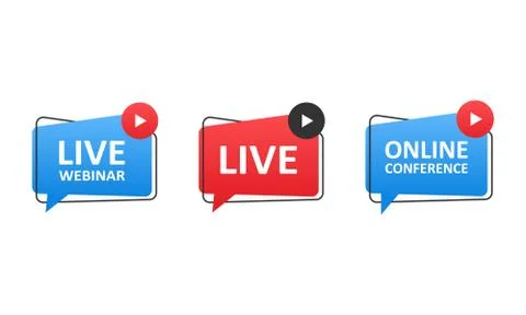 Live Webinar Conference Button, icon, emblem label. Vector illustration EPS10 Stock Illustration
