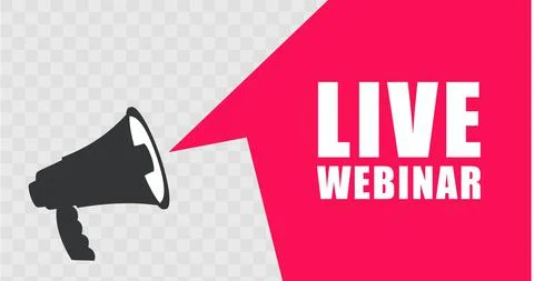 Live Webinar Icon Flat Design with megaphone Stock Illustration