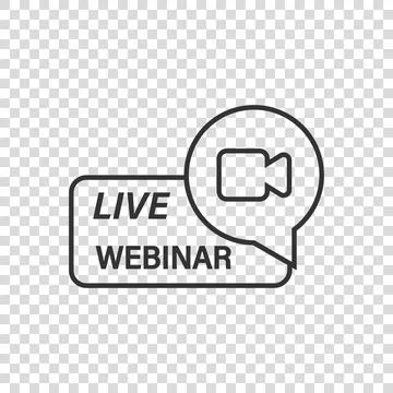 Live webinar icon in flat style. Online training vector illustration on isola イラスト素材