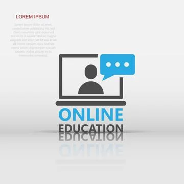 Live webinar icon in flat style. Online training vector illustration on iso.. Stock Illustration