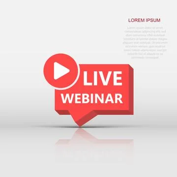 Live webinar icon in flat style. Online training vector illustration on iso.. Stock Illustration