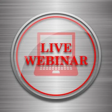 Live webinar icon. Internet button on metallic background.. Stock Illustration