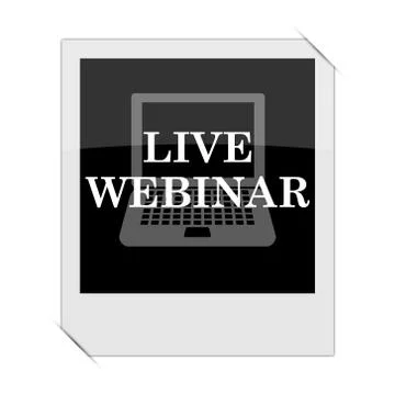 Live webinar icon within a photo on white background. Stock-Illustration