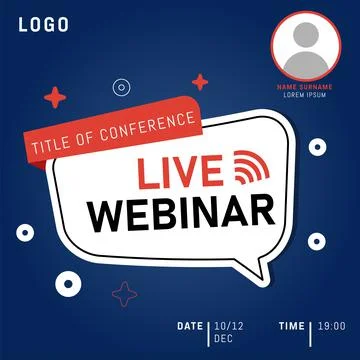 Live webinar invite template. Banner live webinar promotion for social media Illustrazione stock