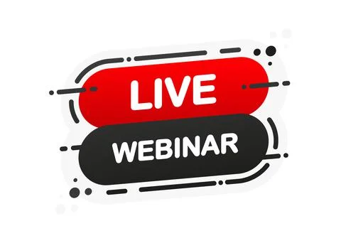 Live Webinar isolated red flat banner on white background. Vector illustratio Stock Illustration