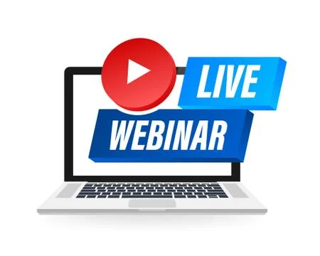 Live webinar label on laptop screen. Can be used for business concept. Vector Illustrazione stock