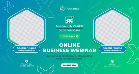 Live Webinar learning, Course Announcement Poster Concept Social Media Banner Stock Illustration
