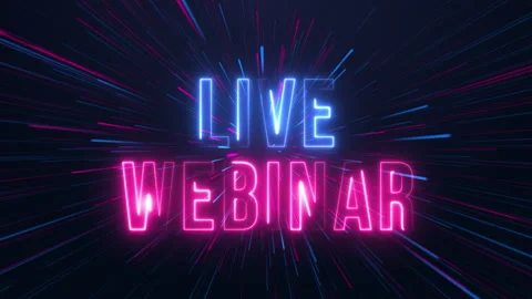 Live webinar - neon text with neon lines animation.blue and pink color. Stock Footage 219912352