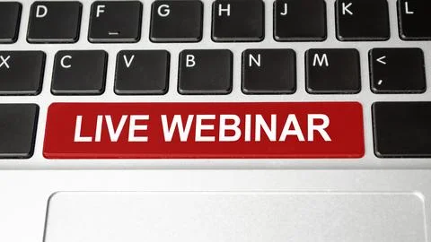 LIVE WEBINAR text on keyboard button. Online concept Stock-Fotos