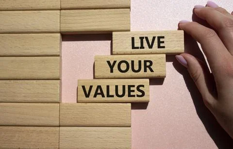 Live your values symbol. Concept words 'Live your values' on wooden blocks... Foto stock