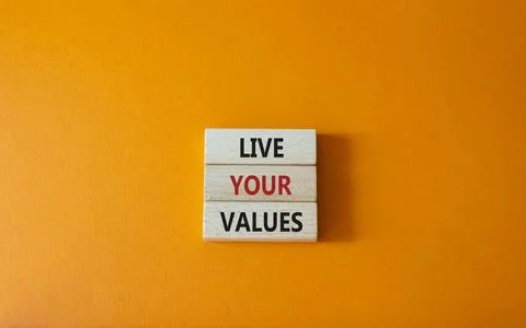 Live your values symbol. Concept words Live your values on wooden blocks. B.. Stock-Fotos