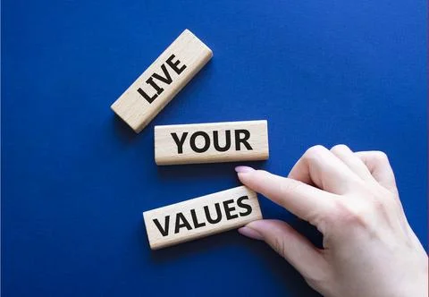 Live your values symbol. Concept words Live your values on wooden blocks. B.. Stock-Fotos