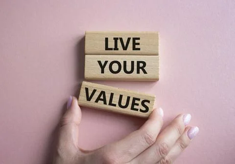 Live your values symbol. Concept words 'Live your values' on wooden blocks... Stock-Fotos