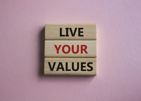 Live your values symbol. Concept words Live your values on wooden blocks. B.. Stock-Fotos
