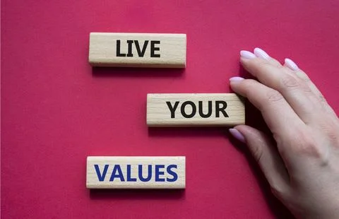 Live your values symbol. Concept words Live your values on wooden blocks. B.. Stock Photos