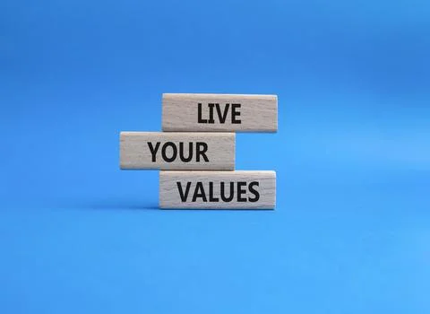 Live your values symbol. Concept words Live your values on wooden blocks. B.. Stock-Fotos