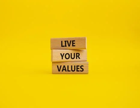 Live your values symbol. Concept words Live your values on wooden blocks. B.. Stock-Fotos