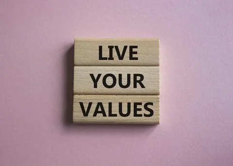 Live your values symbol. Concept words Live your values on wooden blocks. B.. Stock-Fotos
