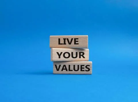 Live your values symbol. Concept words 'Live your values' on wooden blocks... Stock Photos